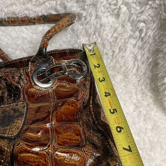 Unbranded Vera Pelle genuine leather croc print embossed shades of brown Satchel - Picture 9 of 14